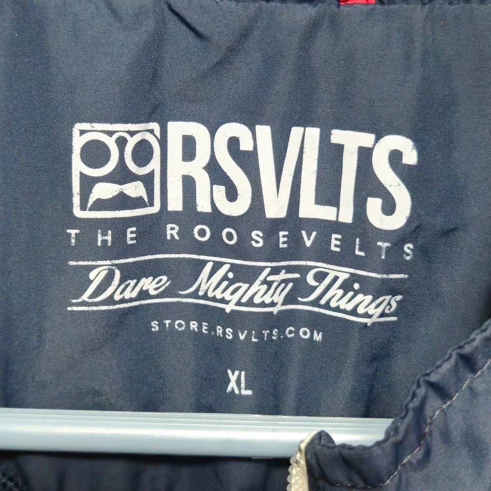 RSVLTS The Roosevelts Mens XL Windbreaker Jacket Red‎ White Blue USA Colorblock